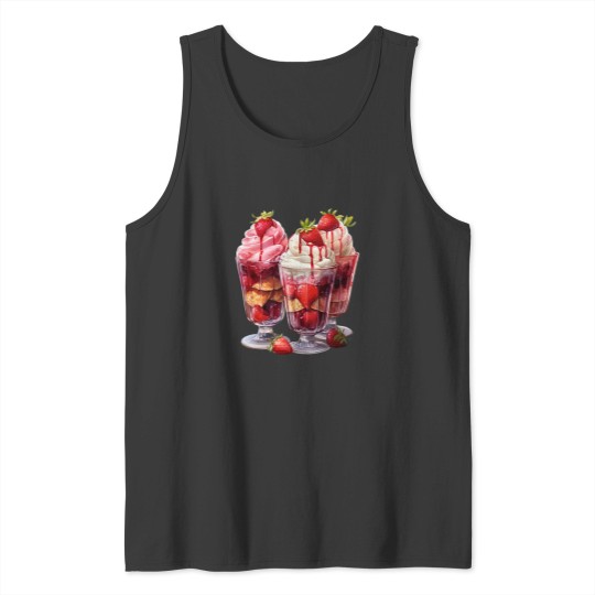 Discover Sweet Indulgence Strawberry Shortcake in Glasses Tank Tops
