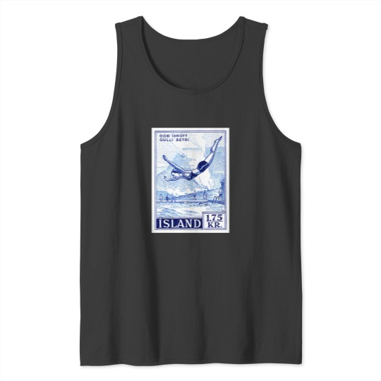 Discover 1955 Iceland Water Sports Postage Stamp Tank Tops