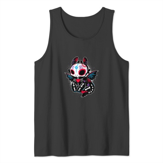 Discover Black Cat Sugar Skull Day Of Dead Mexican Skelet Tank Tops