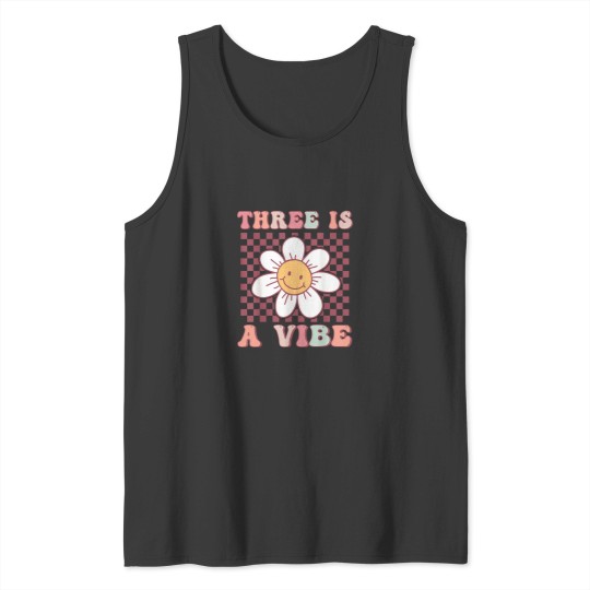 Discover Three Is A Vibe Cute Groovy 3rd Birthday Party D Tank Tops