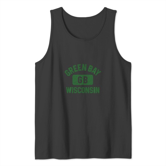 Discover Green Bay Wisconsin Gb Gym Style Distressed Green Print Tank Tops