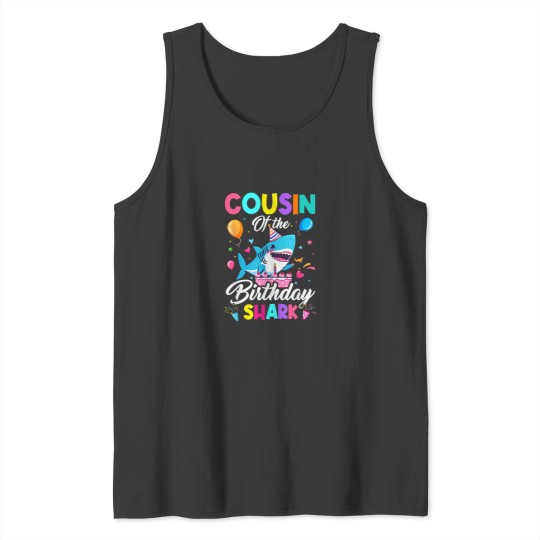 Discover Cousin Of The Shark Birthday Boy Girl Party Fami Tank Tops