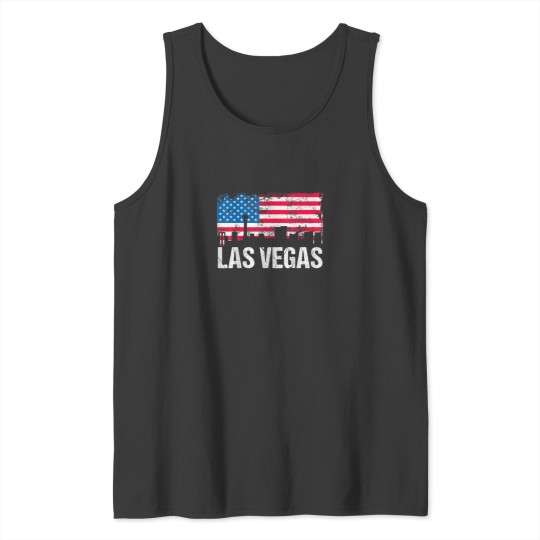 Discover US Flag American City Skyline Las Vegas Nevada Tank Tops