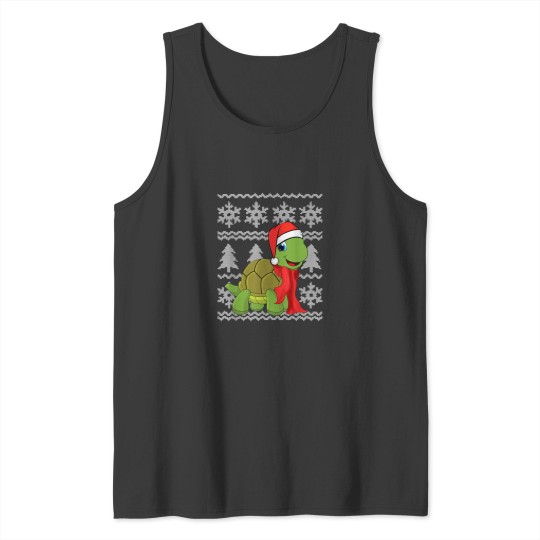 Discover Turtle Santa Hat Scarf Ugly Christmas Sweater Ho Tank Tops