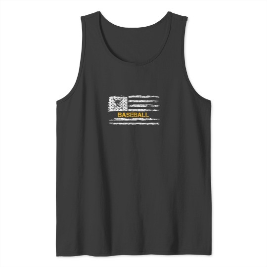 Discover USA American Flag Baseball Player Silhouette Fu Tank Tops
