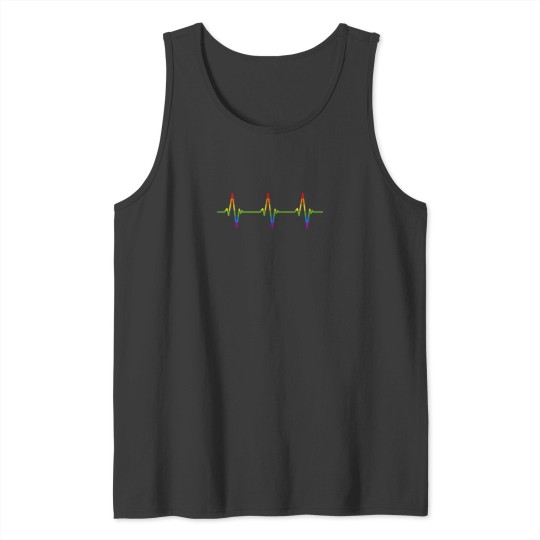 Discover Rainbow Heartbeat Shirt Cute LGBTQ Gay Pride Mon Tank Tops