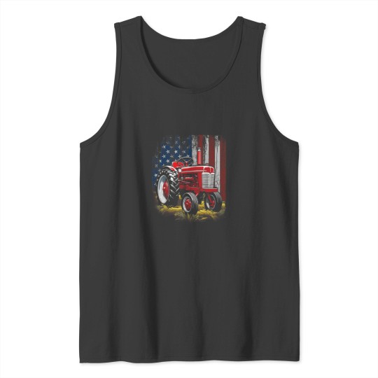 Discover Patriotic Tractor American Flag Tractor Farmer F Tank Tops