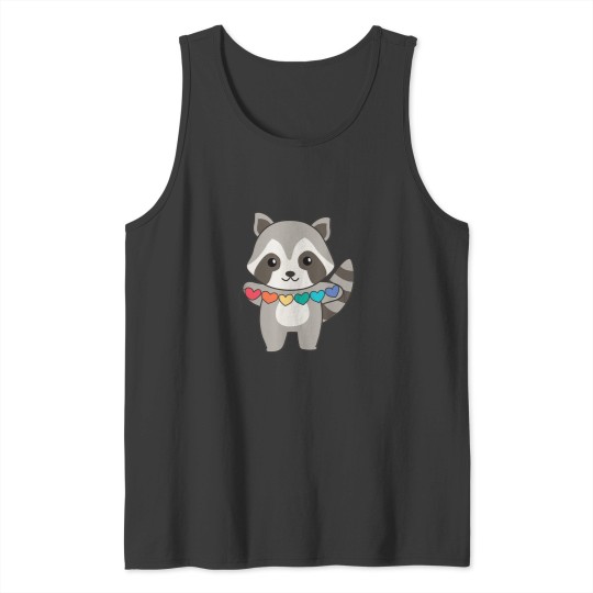 Discover Rainbow Flag Gay Pride Lgbtq Hearts Raccoon Tank Tops