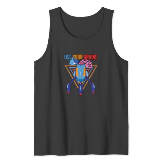 Discover Use Your Brains Space Ship Ufo - Quote Motivation Vintage - Atomic Age Space Age Style. 2722 Tank Tops