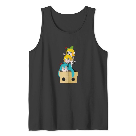 Discover Vocaloid - Kagamine Rin, Kagamine Len and Hatsunee Miku Chibi i Tank Tops