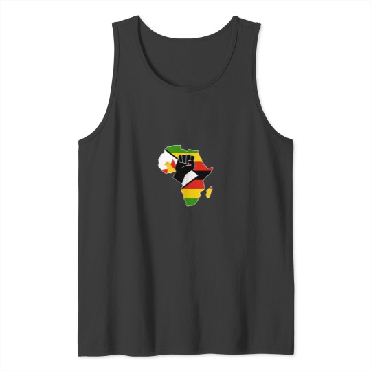 Discover Zimbabwean pride Zimbabwe flag Africa map raised fist hoodie Tank Tops
