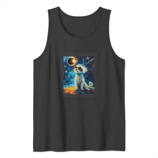 Discover Total Solar Eclipse Maltese Dog Tank Tops