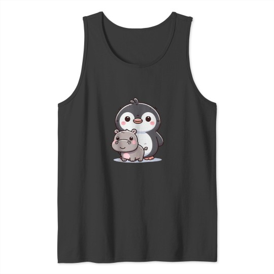 Discover Adorable Pesto the Penguin and Moo Deng the Hipp Tank Tops