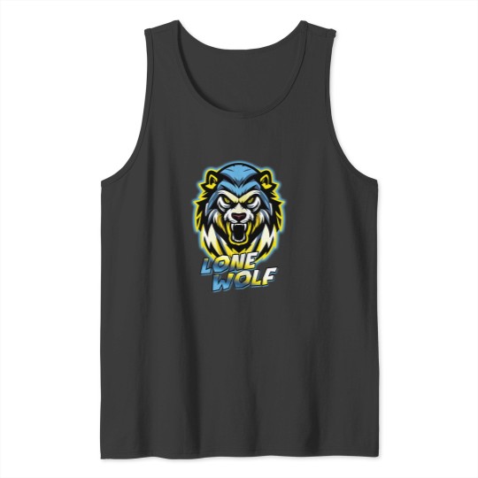 Discover Wolf Vector Logo Lone Tank Tops
