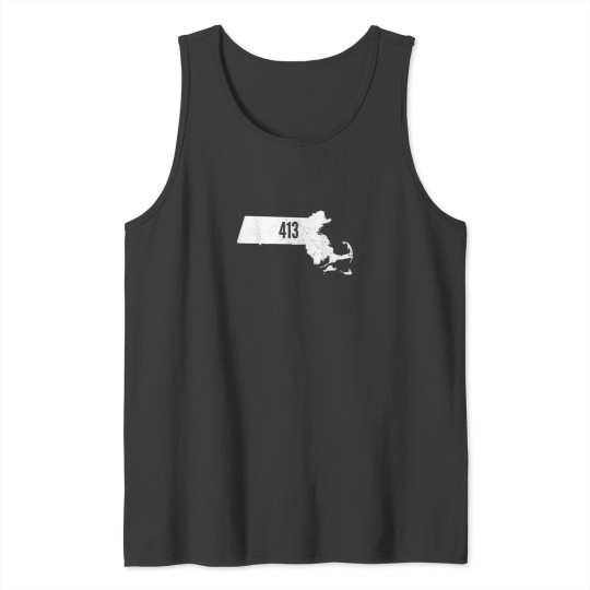 Discover 413 Massachusetts Outline State Pride Area Code Tank Tops