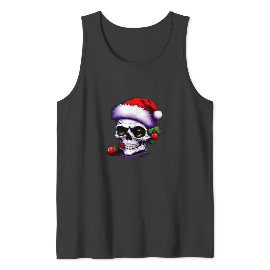 Discover Skeleton Wearing Claus Hat Tank Tops