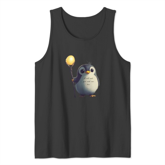 Discover Magical Penguin Granting Wishes With A Golden Glow 2656 Tank Tops
