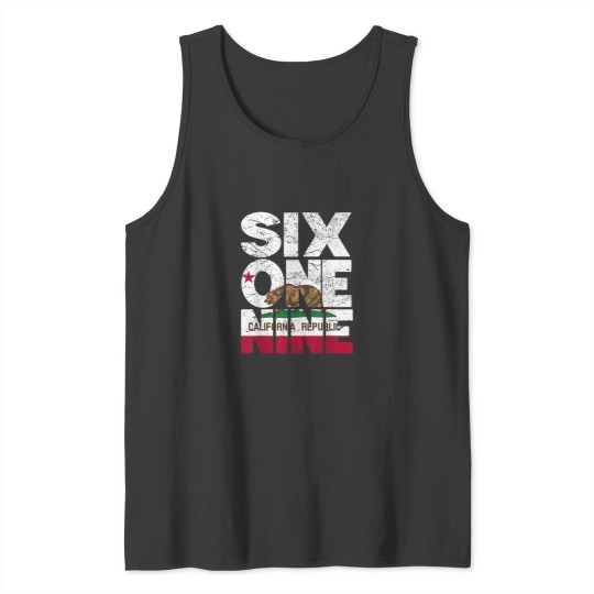 Discover California Republic Flag 619 Area Code Tank Tops