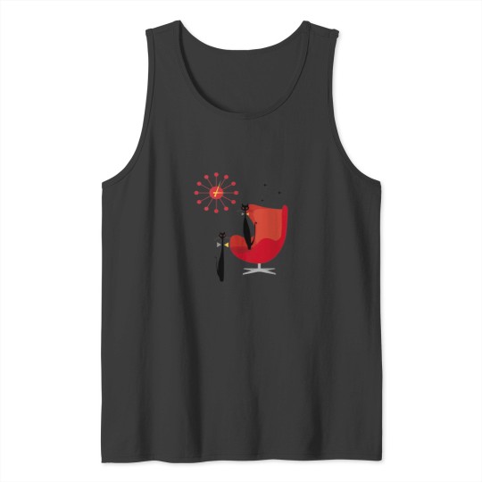 Discover Womens Mid Century Modern Cool Cats With Red Cha Tank Tops