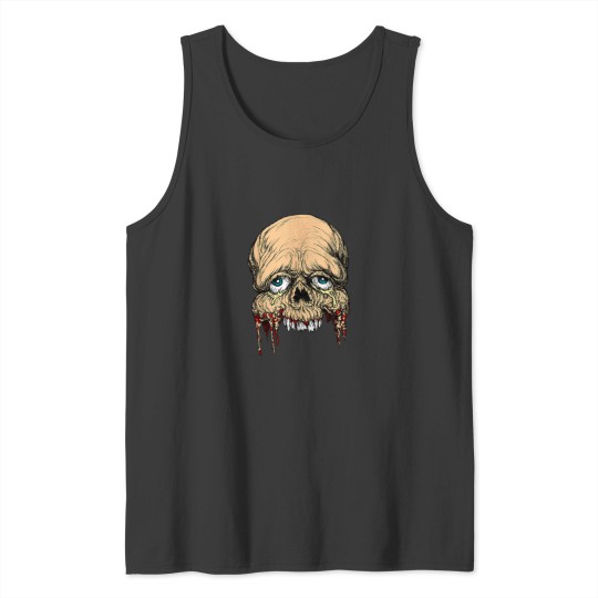 Discover Half Face zombie skull Horror Art T shirt Tank Tops
