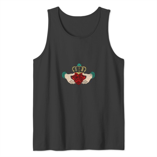 Discover Irish Claddagh Ring loves Loyalty Friendship Celtic patterns distresseds Tank Tops