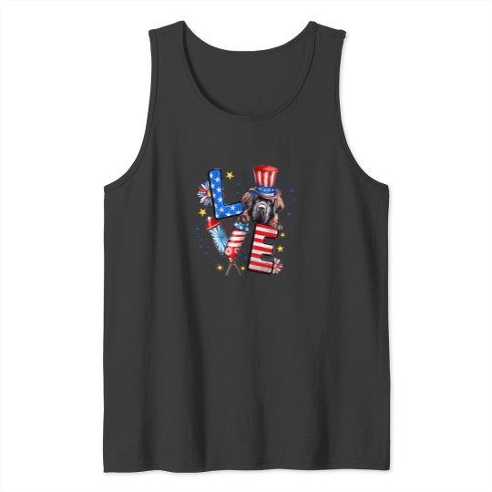 Discover Love Newfoundland Dog American Flag 4Th Of July T-Shirt Tank Tops