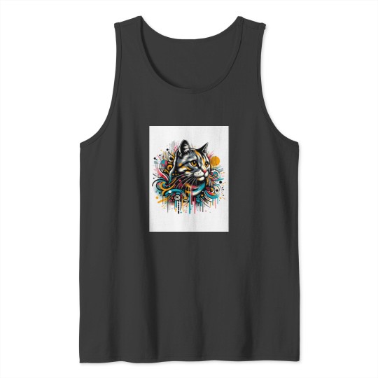 Discover Graffiti Style Cat Art Tank Tops