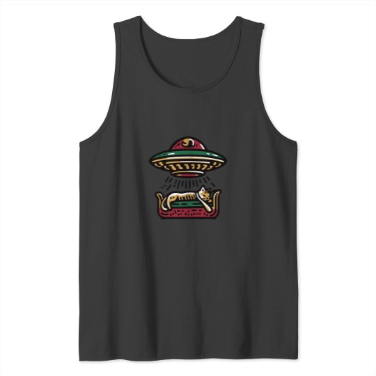 Discover Cat Ufo Playing Cat Cat Cult (1) Le tits now Tank Tops
