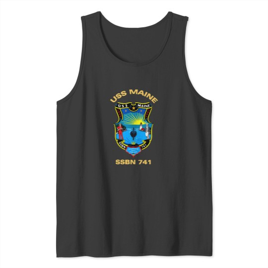 Discover USS Maine (SSBN-741) Crest For Dark Colors   T-Shirt Tank Tops