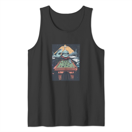 Discover Funny Shark Playing Pool Tank Tops
