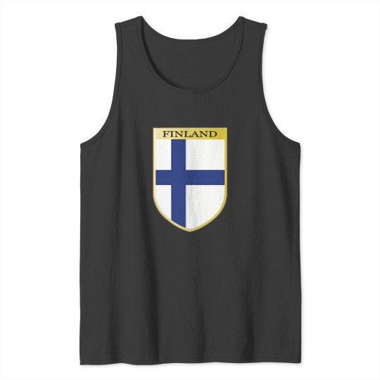 Discover Finland Emblem (Finnish Flag) T-Shirt Tank Tops