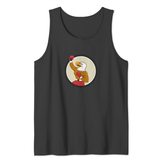 Discover Bald Eagle Boxer Pumping Fist Circle Cartoon T-Shirt Tank Tops