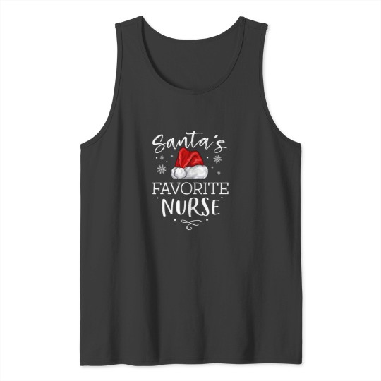 Discover Santa'S Favorite Nurse Christmas Hat Funny Nursing Gift Tank Tops