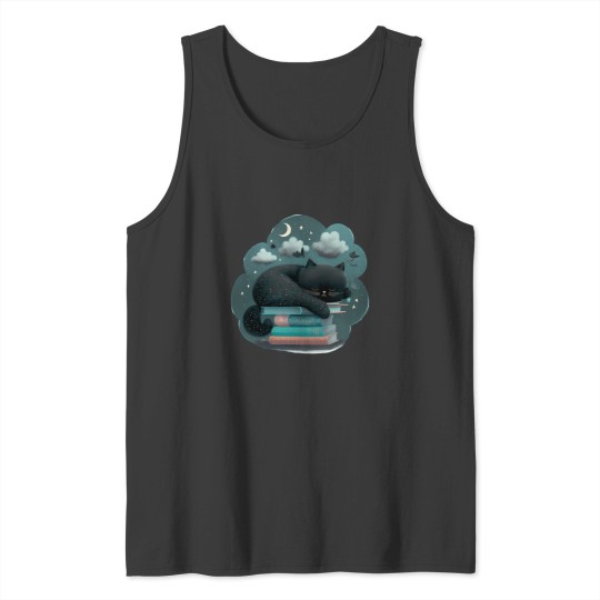 Discover Black Cat sleep with the moon Tank Tops