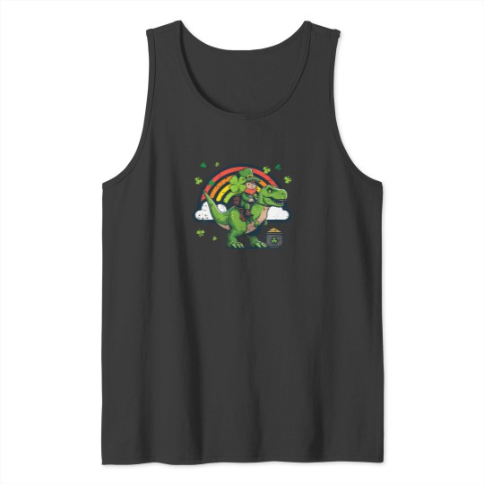 Discover Kids-St-Patricks-Day-Leprechaun-On-Dino-Saint-Pattys-Toddler-Boys-T-Shirt Tank Tops