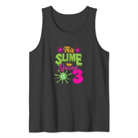 Discover Kids-This-Slime-Queen-Is-3-Slime-3Rd-Birthday-T-Shirt Tank Tops