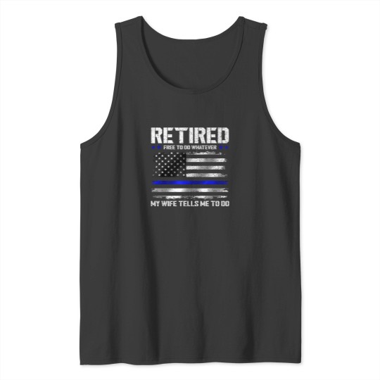Discover Retired-Police-Officer-Shirt-Funny-Retired-Thin-Blue-Line-T-Shirt Tank Tops