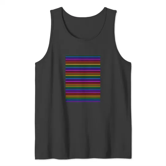 Discover Blacks and rainbows stripes - horizontal  -1 Tank Tops