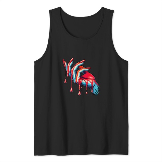 Discover Dripping Crimson: Red Painted Nails Tank Tops