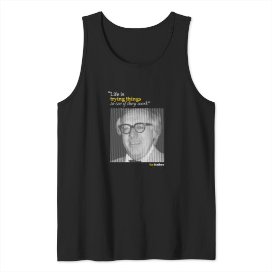 Discover Ray-Bradbury'S-Portrait-With-A-Creativity-Quote-(Inverse)---Copy T-Shirt Tank Tops