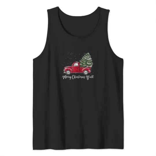 Discover Red-Truck-Christmas-Shirt---Merry-Christmas-Yall-T-Shirt Tank Tops
