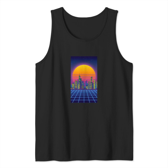 Discover 1746 Outrun Chicago City Lights Active T-Shirt Tank Tops