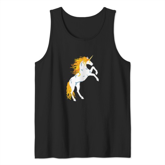 Discover Golden Maned White Unicorn Tank Tops