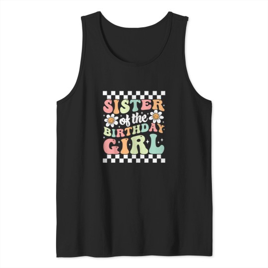 Discover Sister of The Birthday Girl Family Groovy Birthday Party 1 Tank Tops