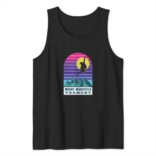Discover skis Mount Mansfield Vermont Retro Sunset actives Tank Tops