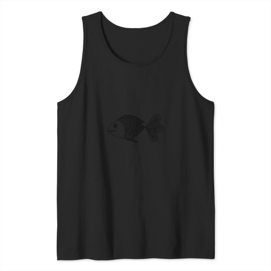 Discover 9139-Line-Art-Of-Imaginary-Fish-Baseball--Sleeve-T-Shirt Tank Tops