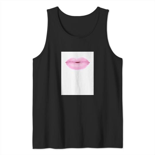 Discover Soft Pink Cute Thick Lips Watercolor Painting Baseball ¾ Sleeve Tank Tops