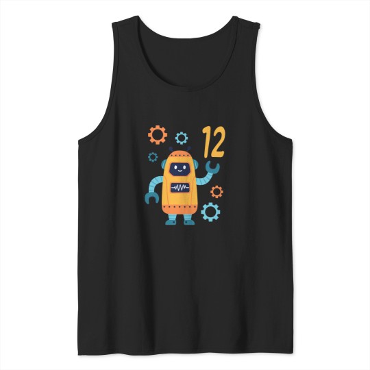 Discover 12Th Birthday Cute Robot 12 Year Old Funny B-Day Matching Tank Tops