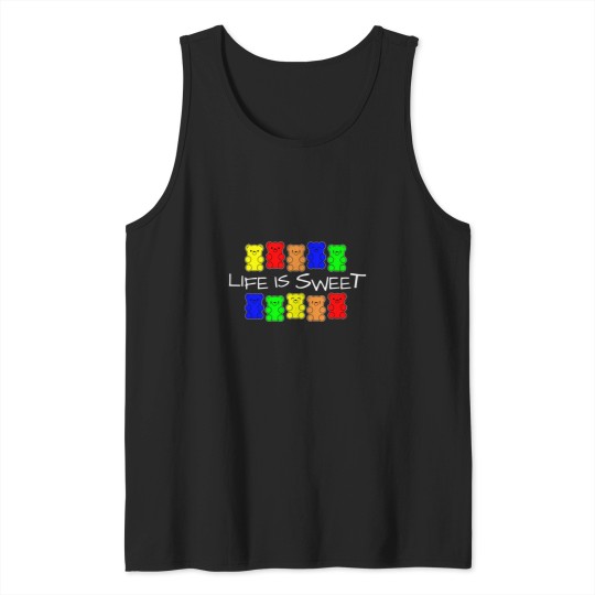 Discover Life is Sweet Gummy bears rainbow colors Tank Tops