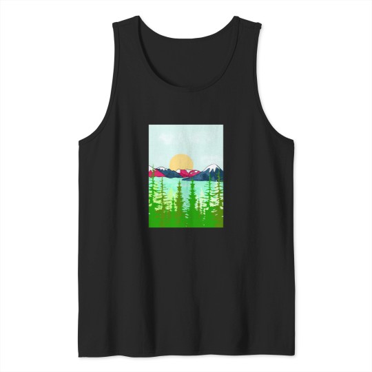 Discover Pink And Blue Mountain Spring Active T-Shirt 1568 Tank Tops